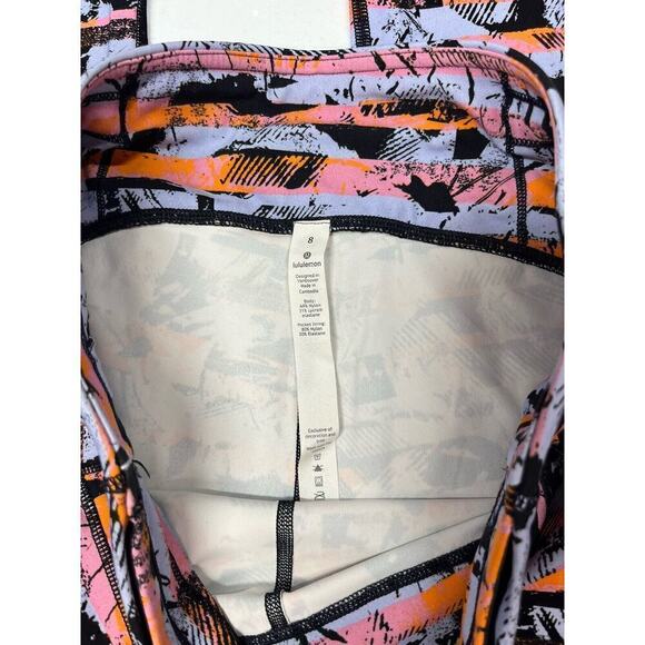 Lululemon Speed Up Crop 21" Inseam Inversion Multi Orange Pink Black Size 8 - Picture 2 of 7